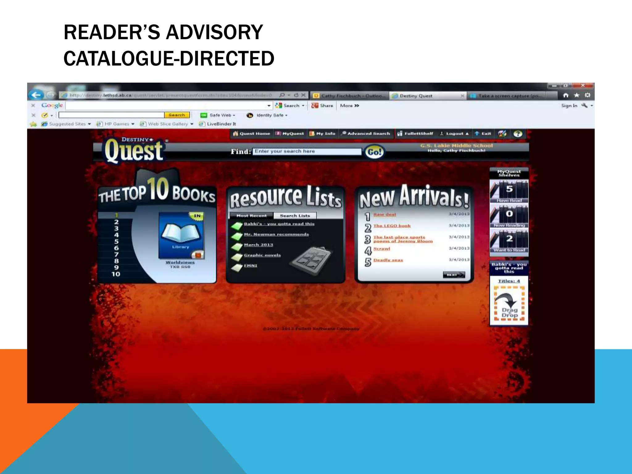 READER’S ADVISORY
CATALOGUE-DIRECTED

 