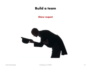 Build a team
Show respect
Vivek Hattangadi 15Building an E-TEAM
 