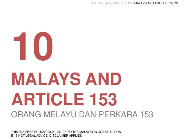 MALAYSIAN CONSTITUTION MALAYS AND ARTICLE