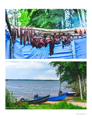 Issue 001 Kîyokêwin // 021
Image // Dry Meat being smoked at Pinehouse Elders Gathering (Jason Surkan)
Image // Métis Skiffs on the shores of Pinehouse Lake (Jason Surkan)
 