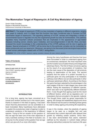 The mammalian target of rapamycin a cell key modulator of ageing | PDF