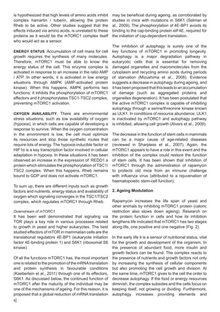 The mammalian target of rapamycin a cell key modulator of ageing | PDF