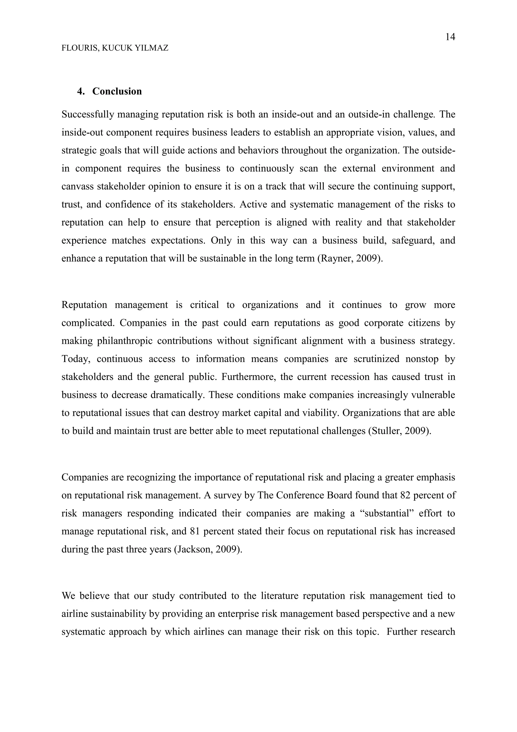 Reputation Risk Management Pdf The management of reputation risk and airline sustainability | PDF
