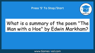 What is a summary of the poem "The
Man with a Hoe" by Edwin Markham?
 
