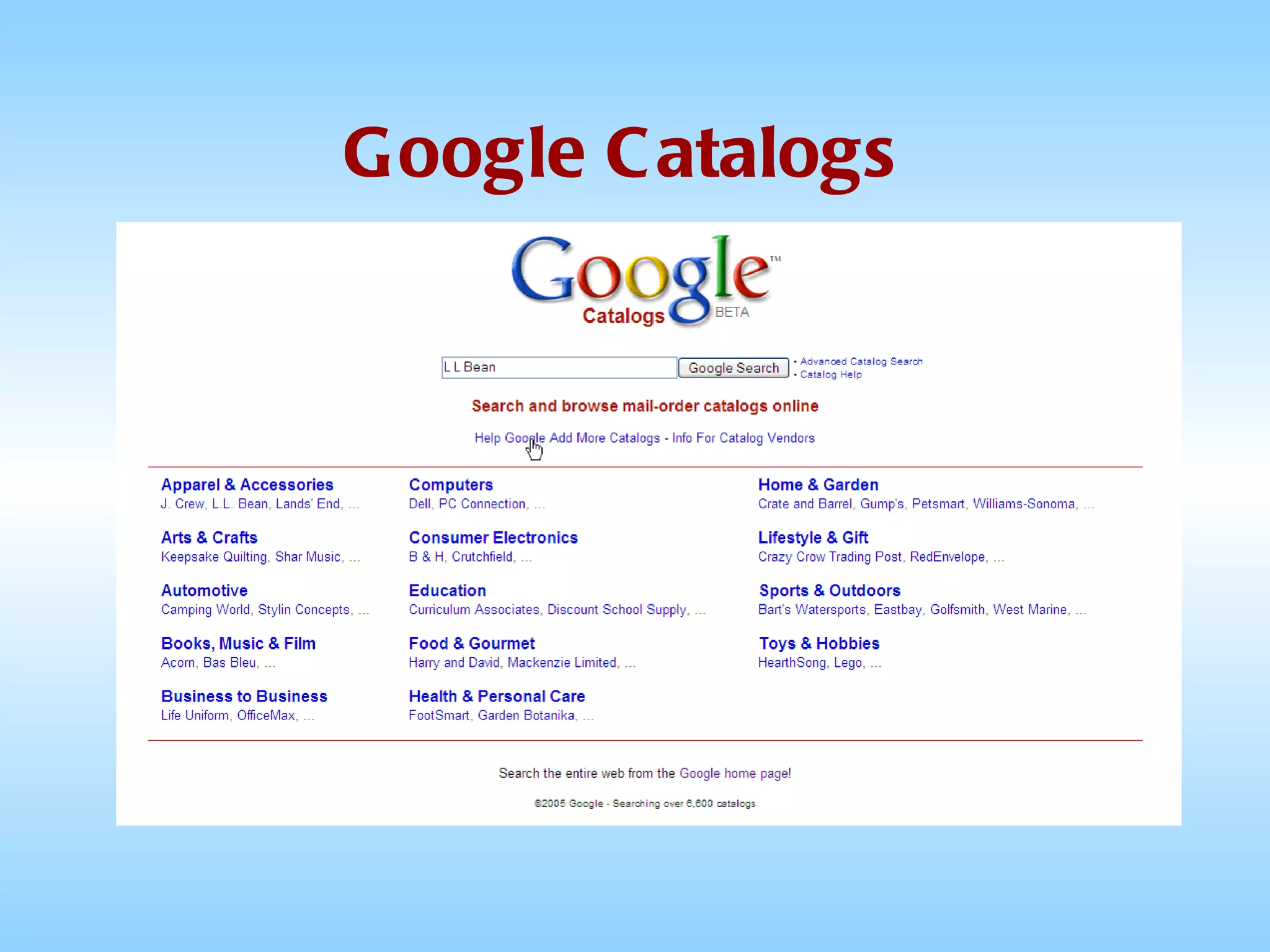 Google Catalogs 