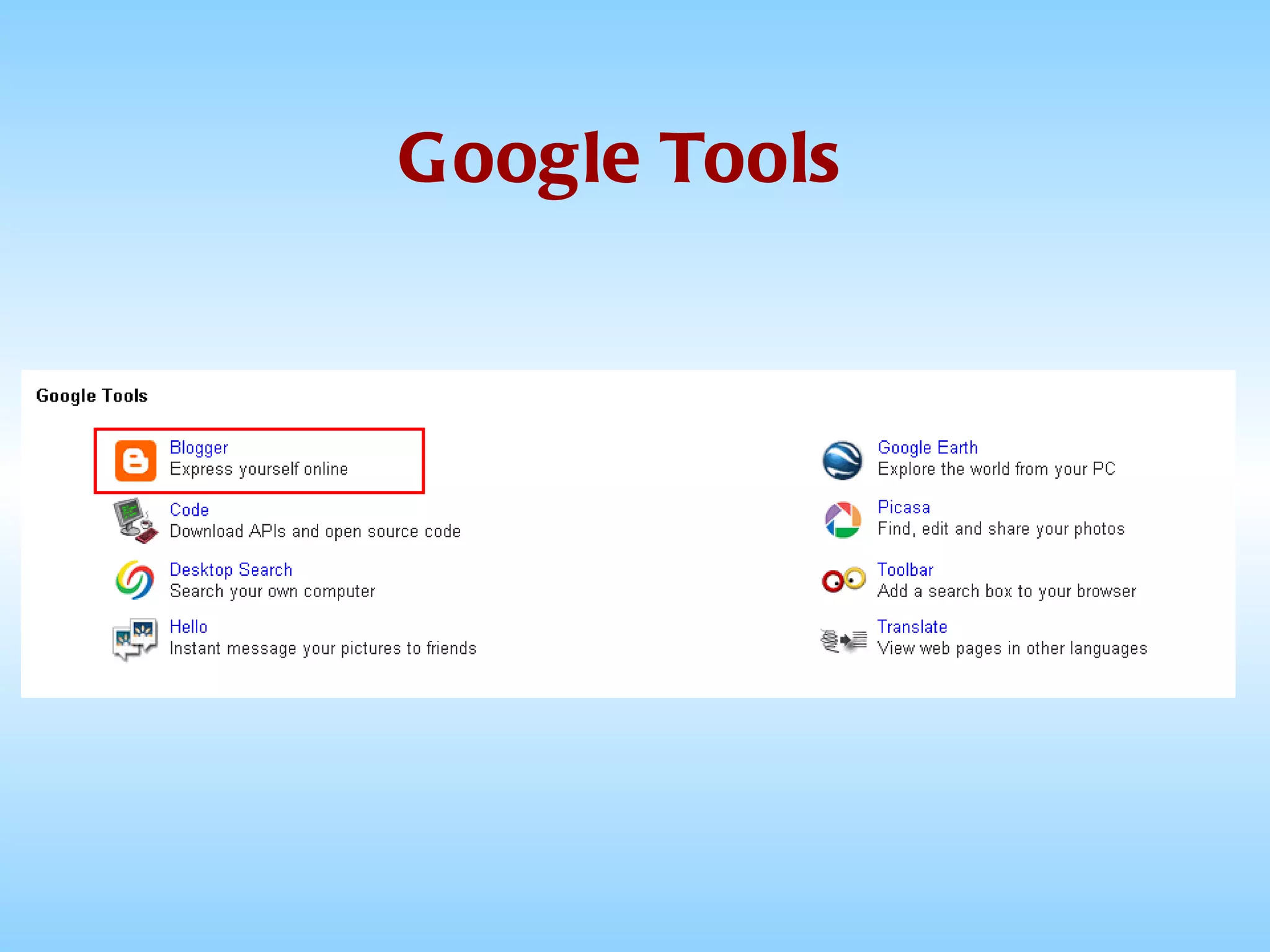 Google Tools 