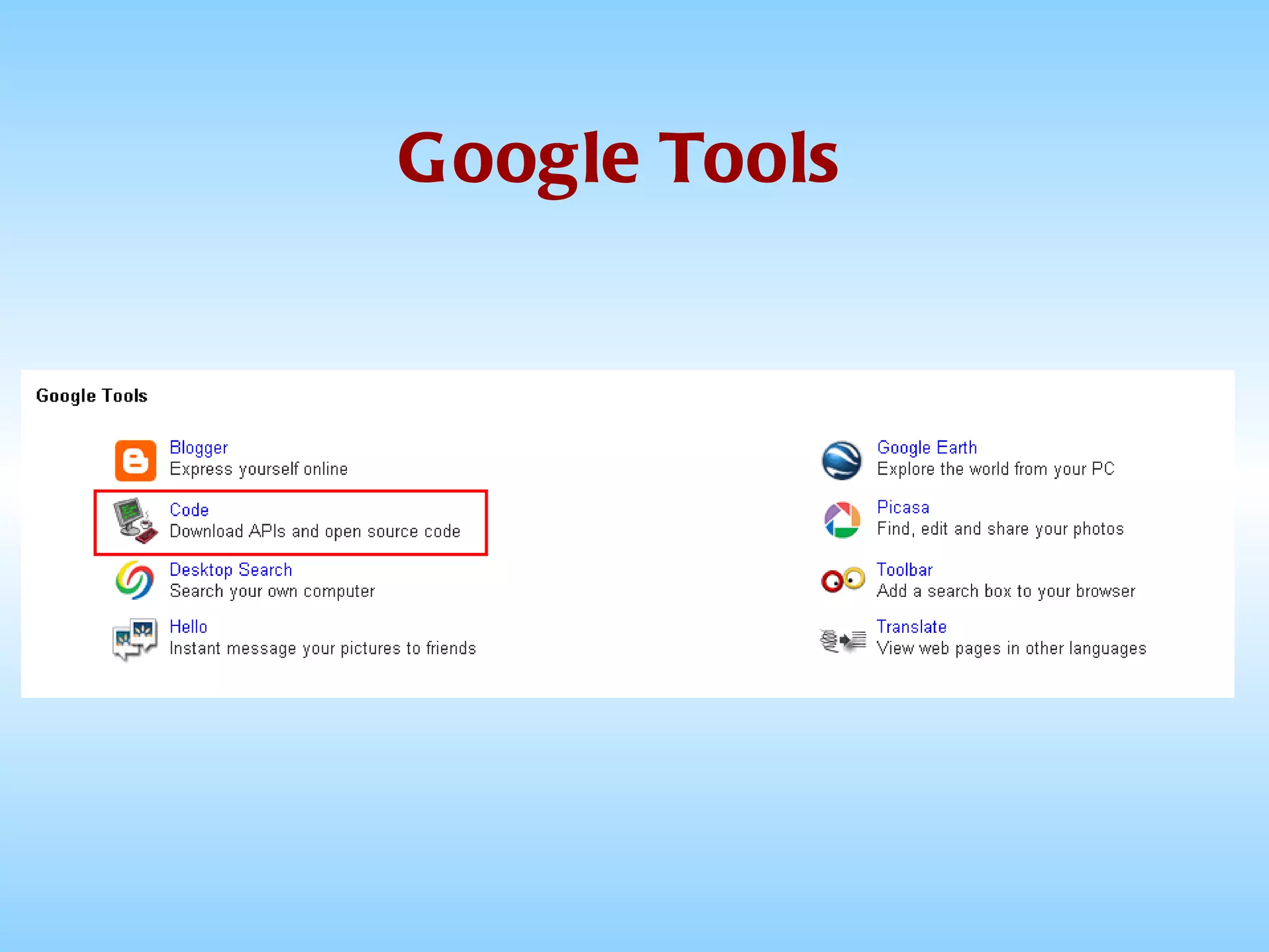 Google Tools 