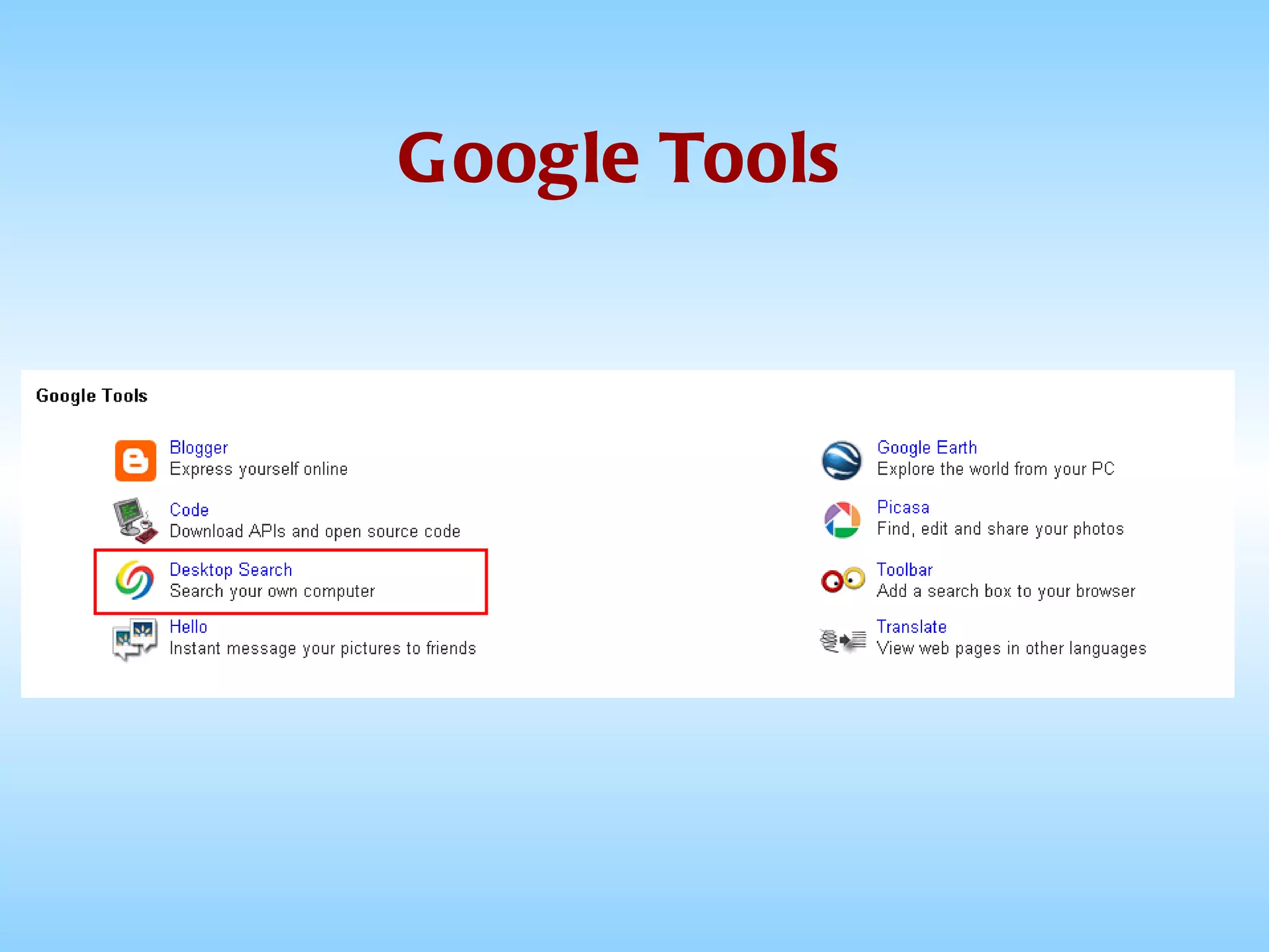 Google Tools 