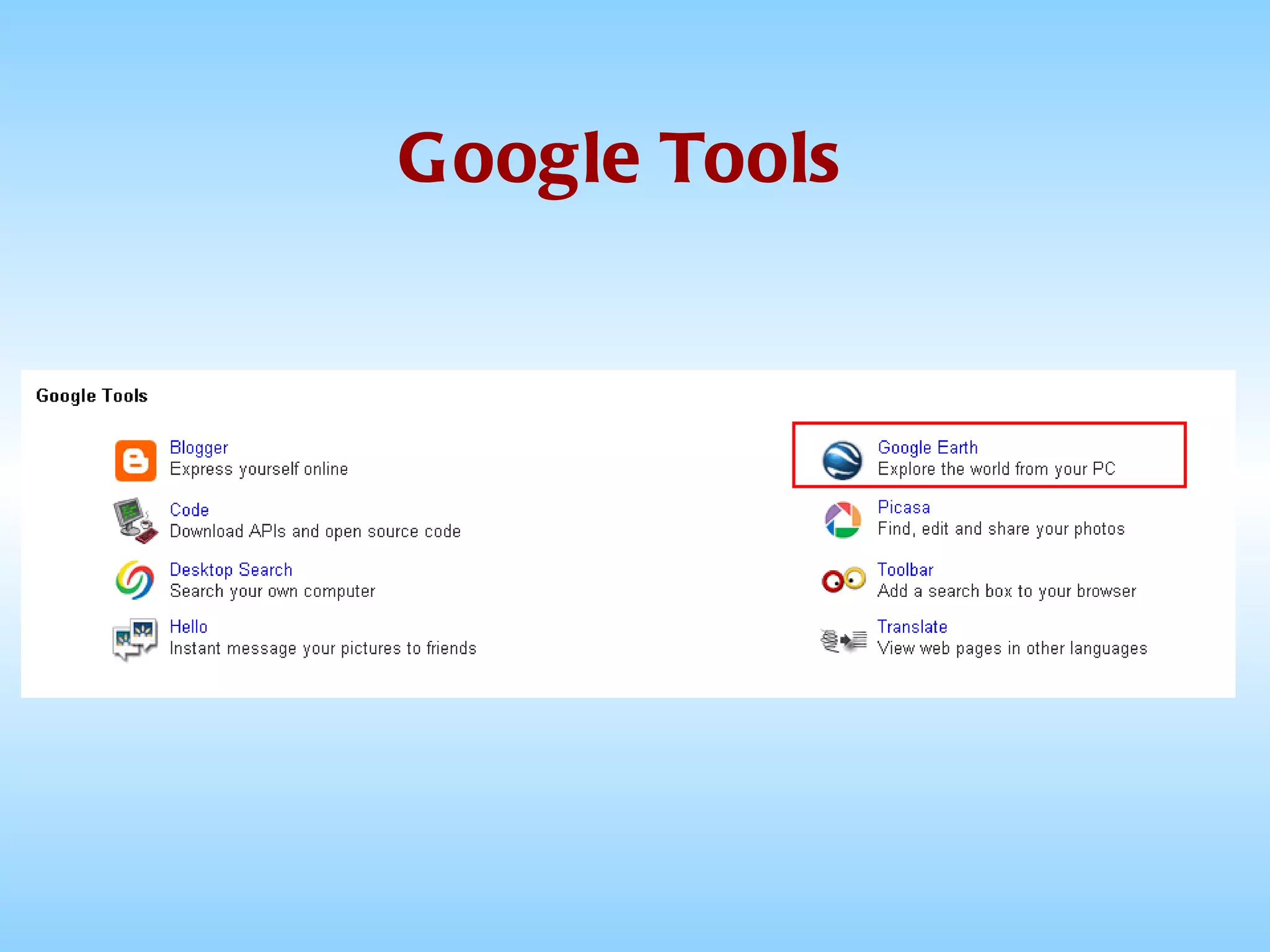 Google Tools 