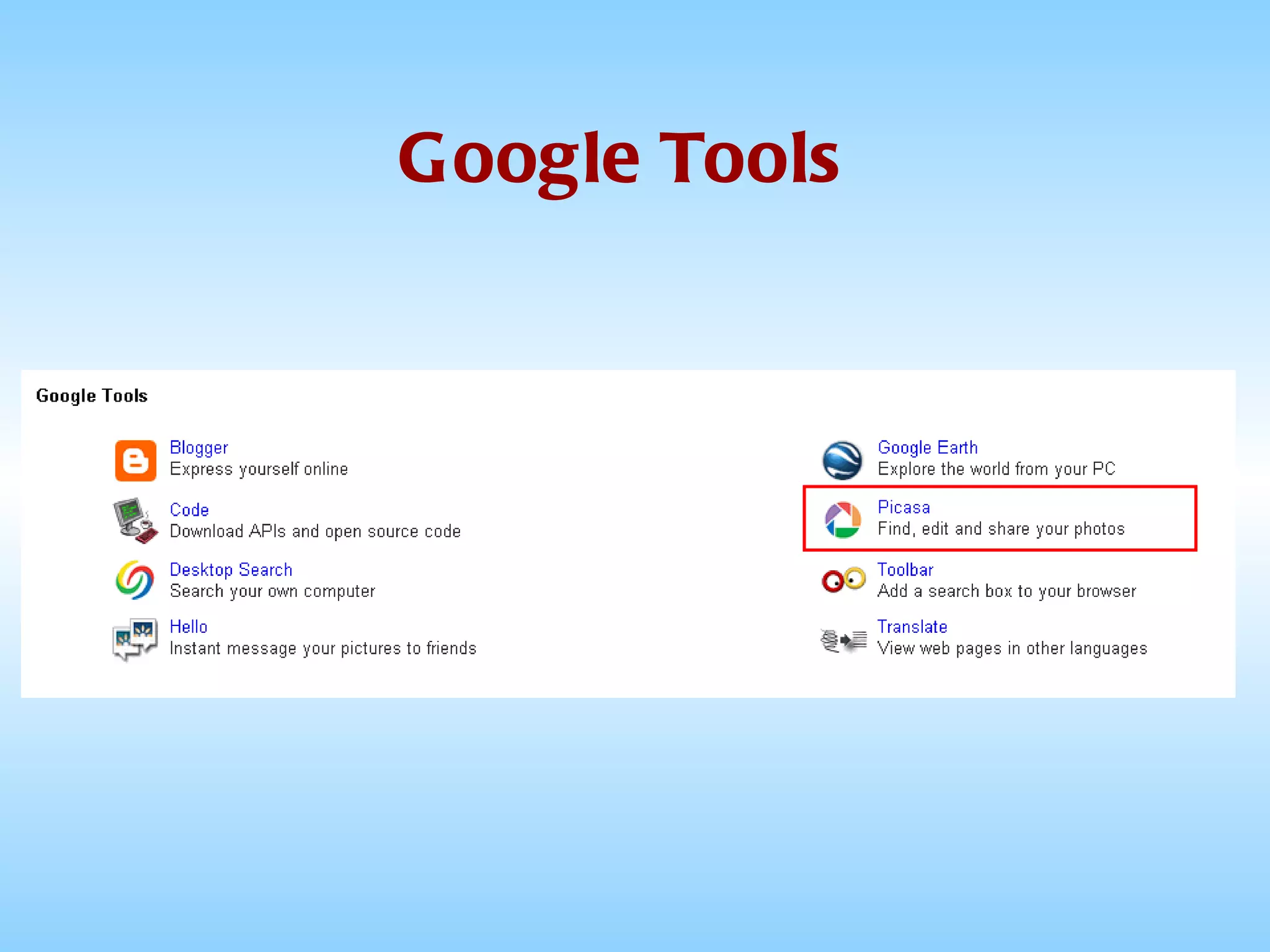 Google Tools 