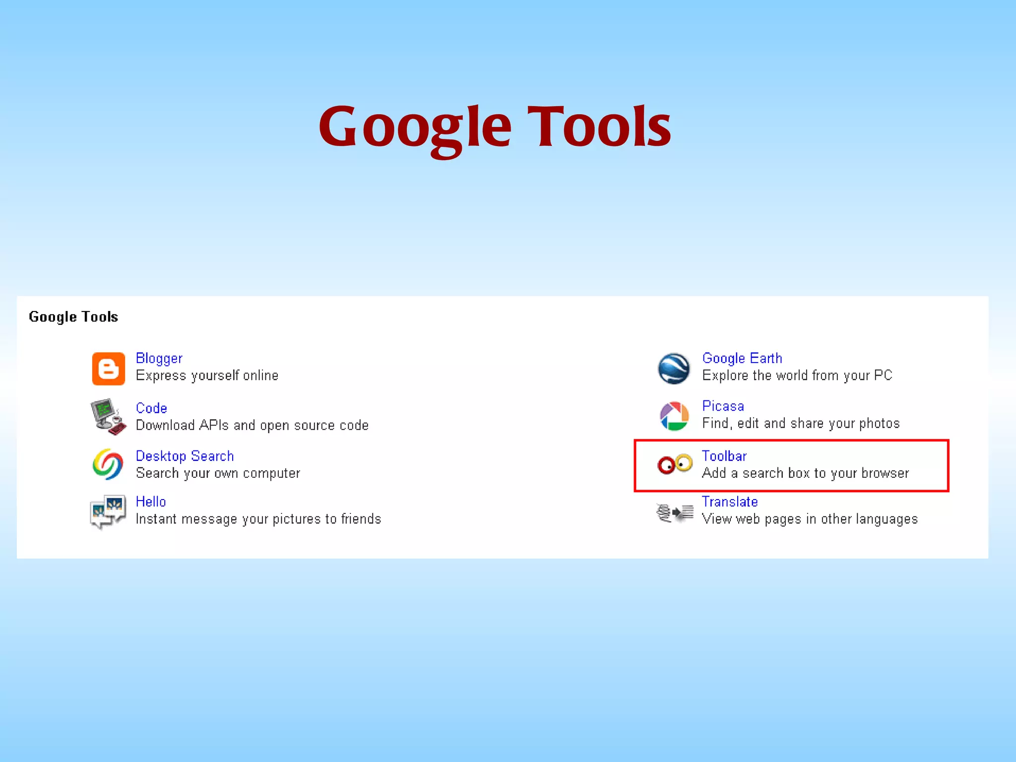 Google Tools 