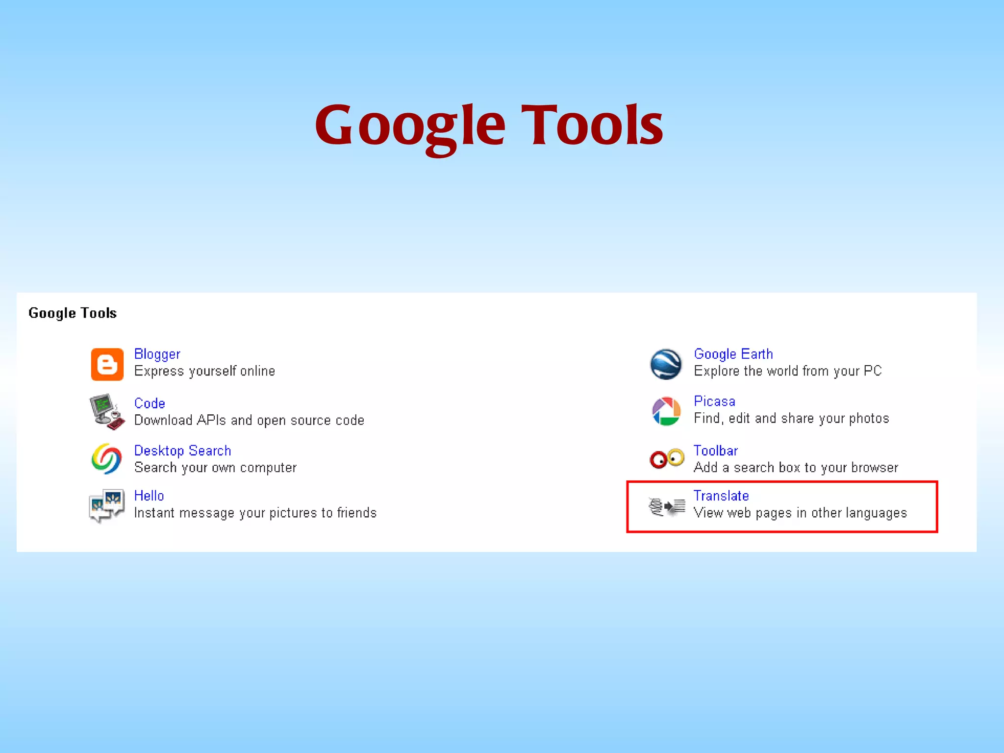 Google Tools 