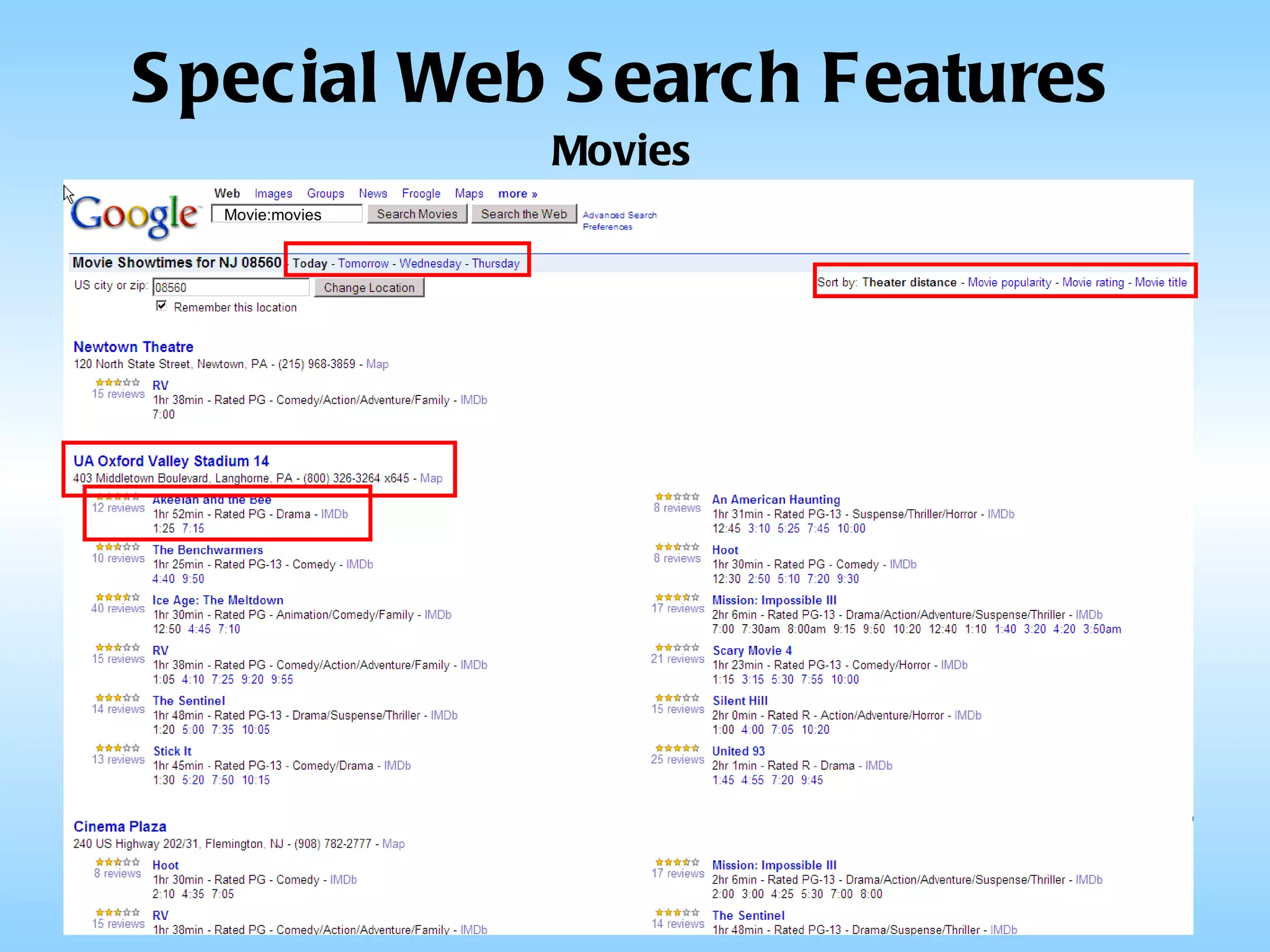 Special Web Search Features Movies Movie:movies 