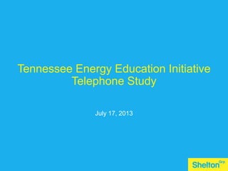 Gain a sustainable advantage1
Tennessee Energy Education Initiative
Telephone Study
July 17, 2013
 