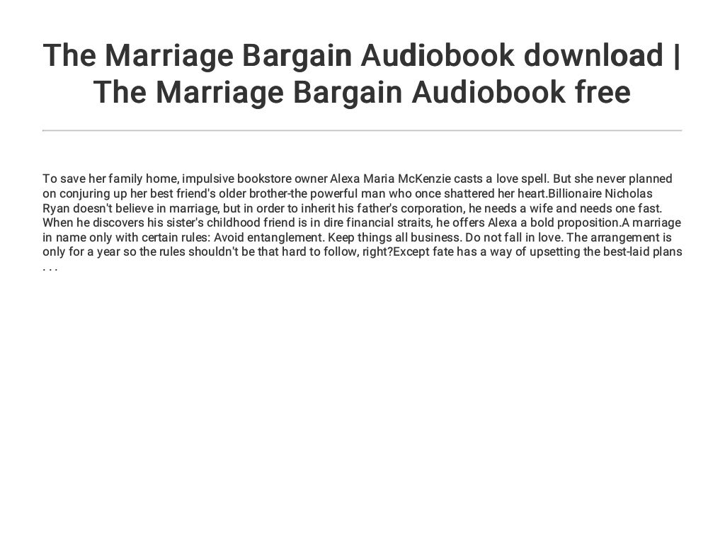 The Marriage Bargain Audiobook download The Marriage Bargain