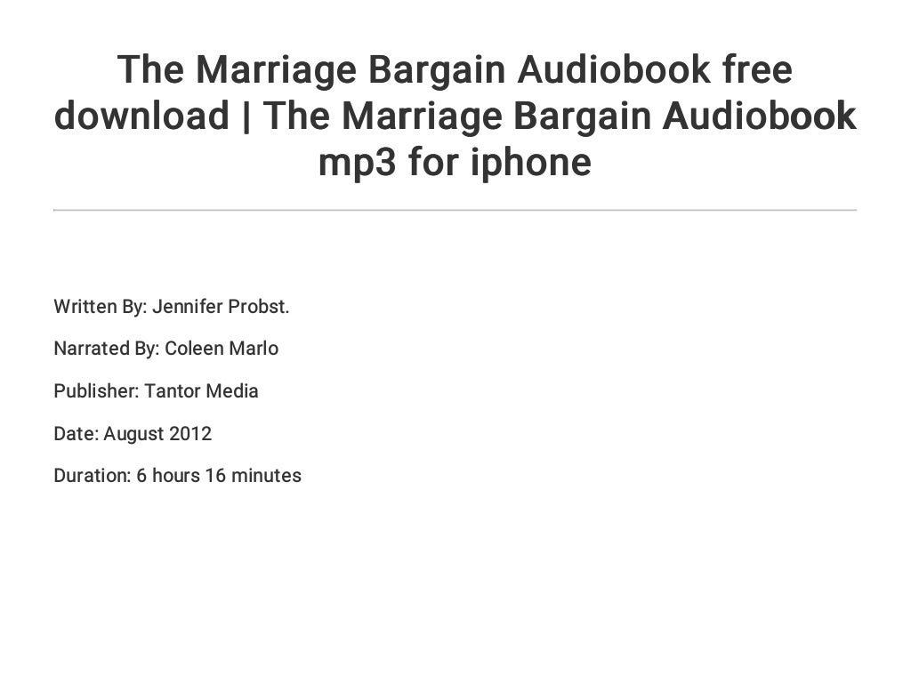 The Marriage Bargain Audiobook free download The Marriage Bargain