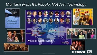 7 © 2015 CA. ALL RIGHTS RESERVED.
MarTech @ca: It’s People, Not Just Technology
Me (Trapped
in the Snow!)
 