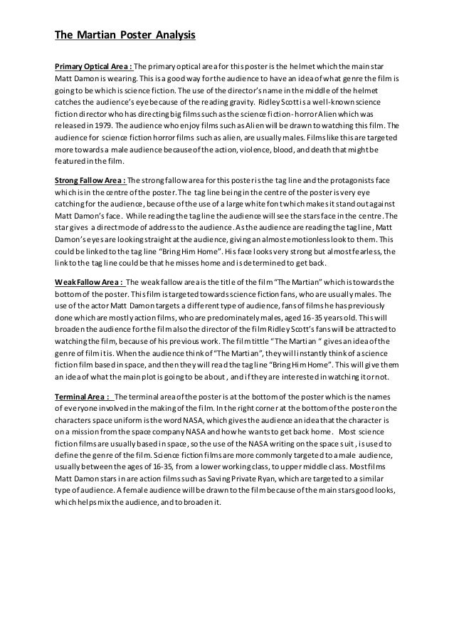The martian poster analysis