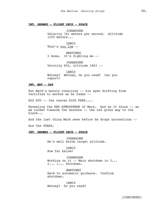 Marsian Script Film Senaryo Örnekleri : Marslı (The Martian Screenplay) | PDF