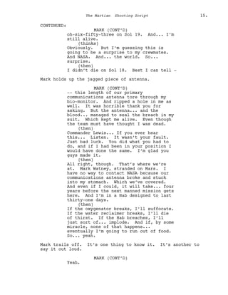 Marsian Script Film Senaryo Örnekleri : Marslı (The Martian Screenplay) | PDF