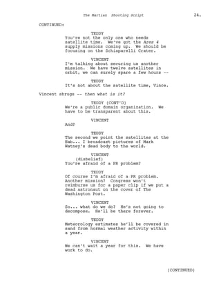Marsian Script Film Senaryo Örnekleri : Marslı (The Martian Screenplay) | PDF