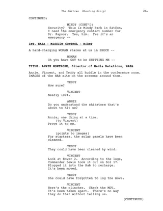 Marsian Script Film Senaryo Örnekleri : Marslı (The Martian Screenplay) | PDF