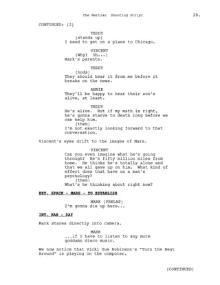 Marsian Script Film Senaryo Örnekleri : Marslı (The Martian Screenplay) | PDF