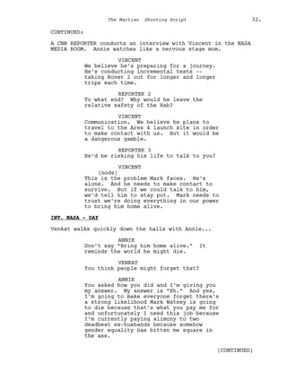 Marsian Script Film Senaryo Örnekleri : Marslı (The Martian Screenplay) | PDF
