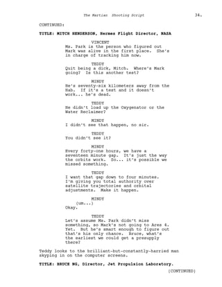 Marsian Script Film Senaryo Örnekleri : Marslı (The Martian Screenplay) | PDF