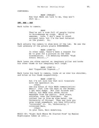 Marsian Script Film Senaryo Örnekleri : Marslı (The Martian Screenplay) | PDF