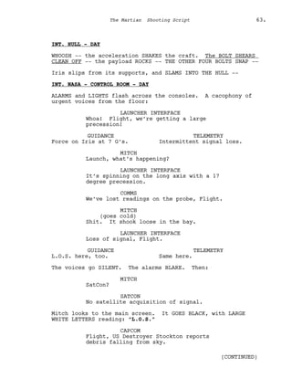 Marsian Script Film Senaryo Örnekleri : Marslı (The Martian Screenplay) | PDF