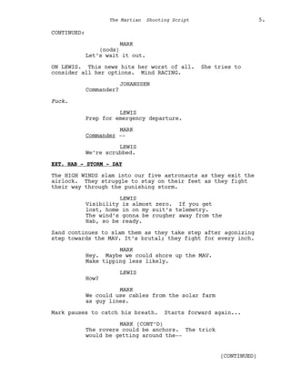 Marsian Script Film Senaryo Örnekleri : Marslı (The Martian Screenplay) | PDF