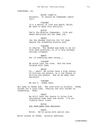 Marsian Script Film Senaryo Örnekleri : Marslı (The Martian Screenplay) | PDF