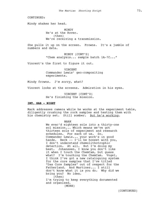 Marsian Script Film Senaryo Örnekleri : Marslı (The Martian Screenplay) | PDF