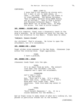 Marsian Script Film Senaryo Örnekleri : Marslı (The Martian Screenplay) | PDF