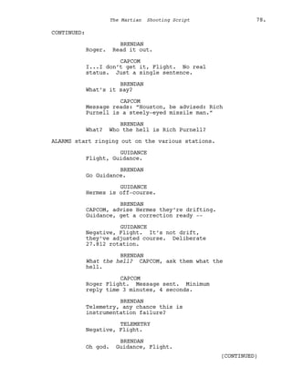 Marsian Script Film Senaryo Örnekleri : Marslı (The Martian Screenplay) | PDF