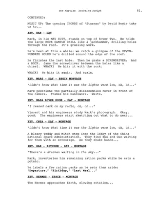 Marsian Script Film Senaryo Örnekleri : Marslı (The Martian Screenplay) | PDF
