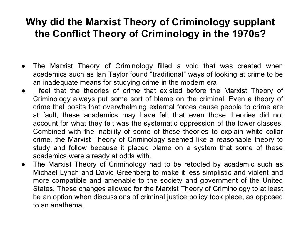 The marxist theory of criminology