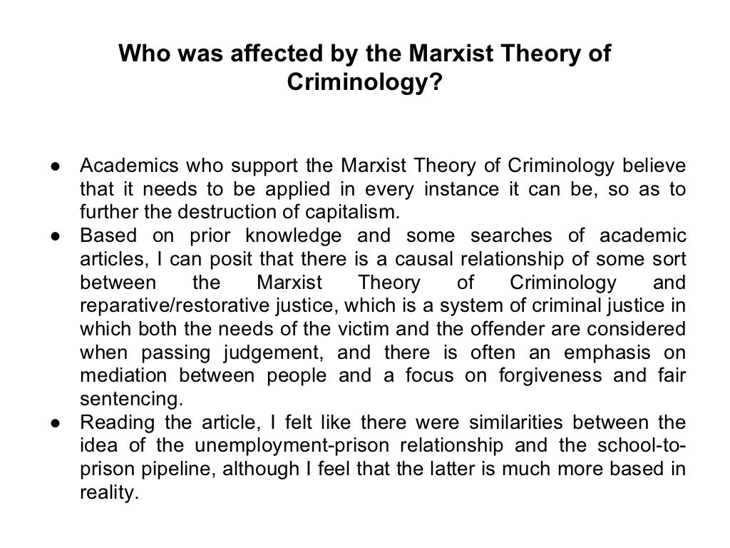 The marxist theory of criminology