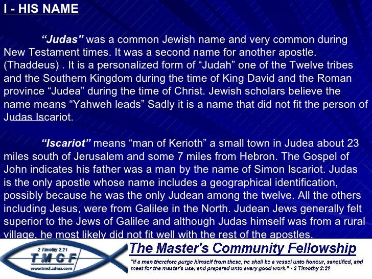 The Master's men part 8 (Judas Iscariot) Mathew 10 verses 1 to 4