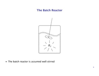 The Batch Reactor
Rj
• The batch reactor is assumed well stirred
6
 