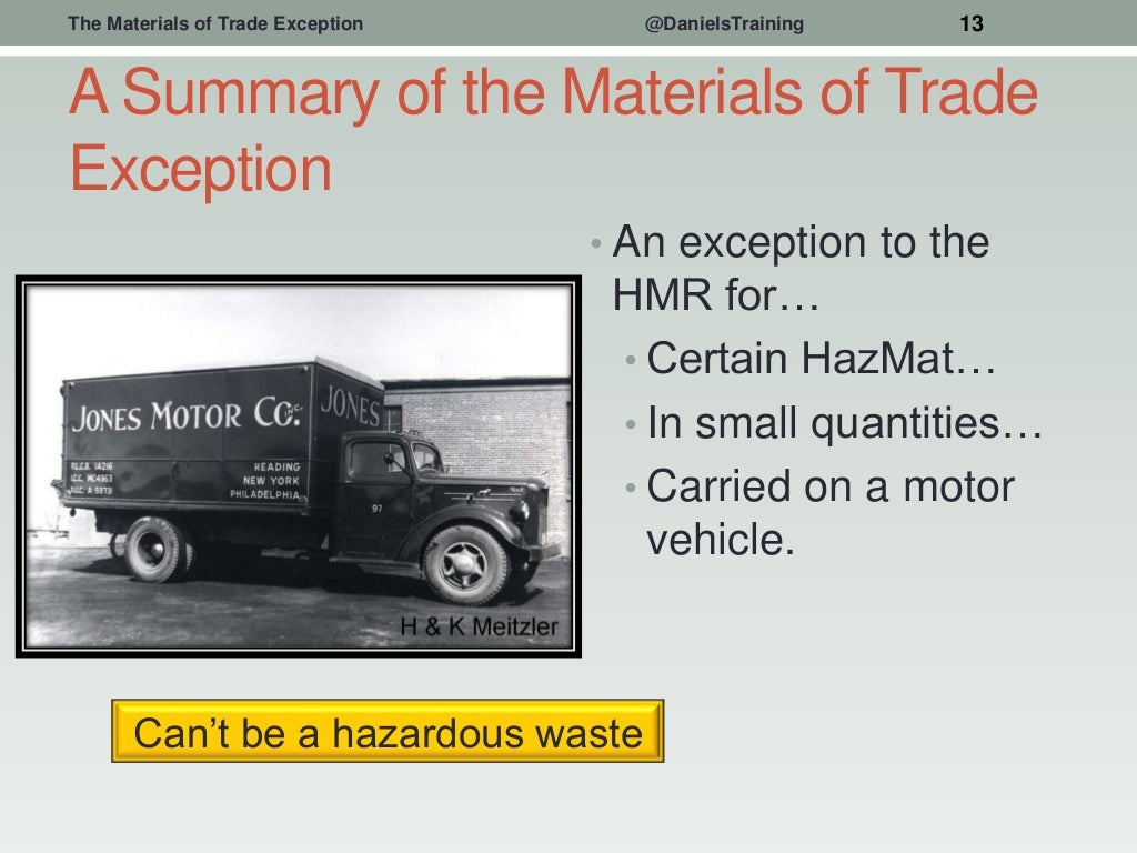 49 CFR 173.6 The Materials of Trade Exception to the Hazardous Mate…