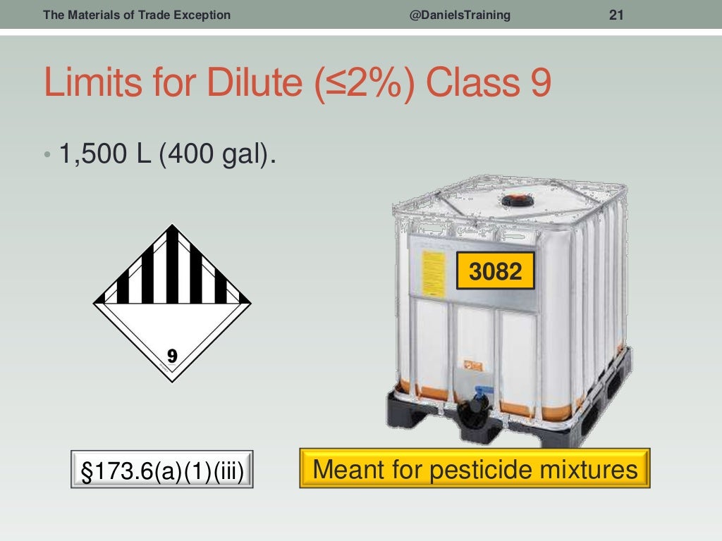 49 CFR 173.6 The Materials of Trade Exception to the Hazardous Mate…