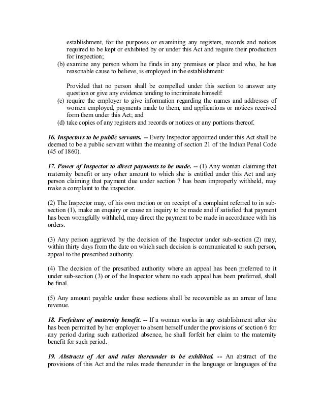 the maternity benefits act Second in our series of employment law blogs on the maternity benefit act the earlier piece was published here the maternity benefit act,. the maternity benefits act Second in our series of employment law blogs on the maternity benefit act the earlier piece was published here the maternity benefit act,.