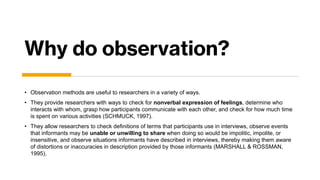 Thematic analysis: Observational Data