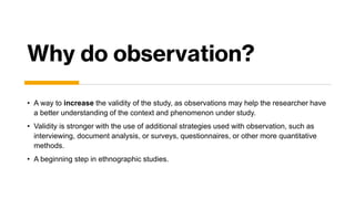 Thematic analysis: Observational Data