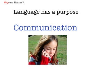 Language has a purpose Communication Why  use Themes? 