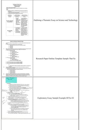 Outlining a Thematic Essay on Science and Technology
Research Paper Outline Template Sample That Yo
Exploratory Essay Sample Example Of For El
 