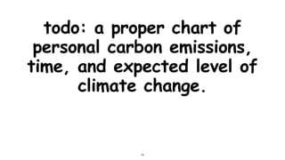 todo: a proper chart of
personal carbon emissions,
time, and expected level of
climate change.
15
 