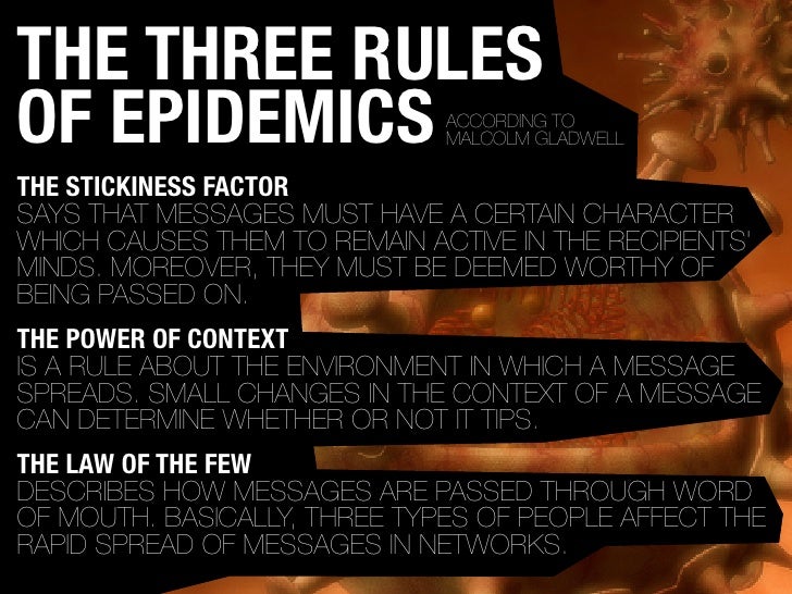 Image result for the tipping point 3 rules of epidemics